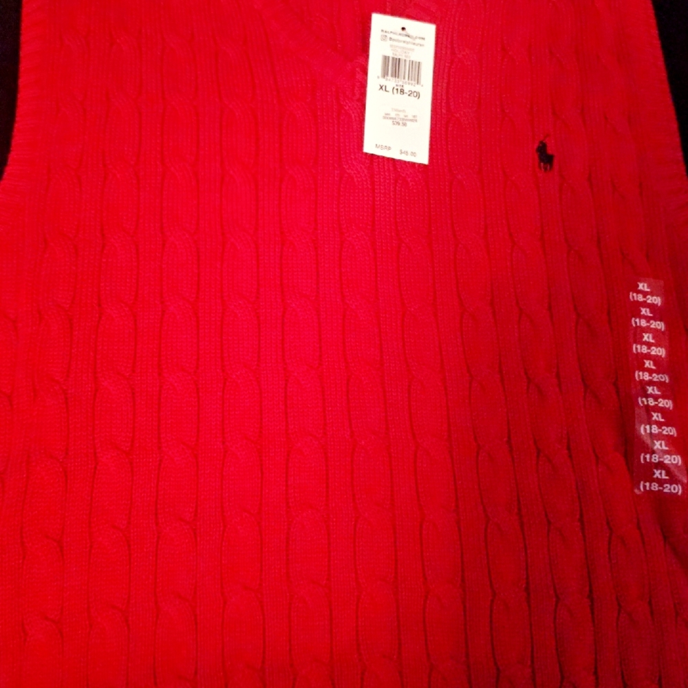 Polo by Ralph Lauren Red V-Neck Sweater